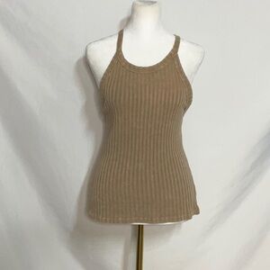 Project Social T Tan Ribbed Sleeveless Tank Top